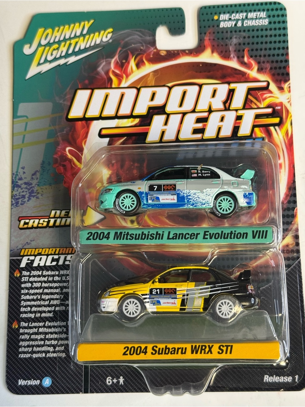 Johnny Lightning Import Heat 2004 Mitsubishi Lancer Evolution VIII & Subaru WRX